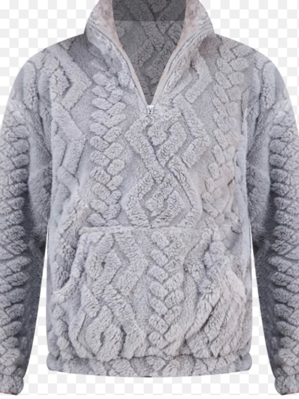 Rebellious One Women’s Light Gray Sherpa Zip-Up Pullover